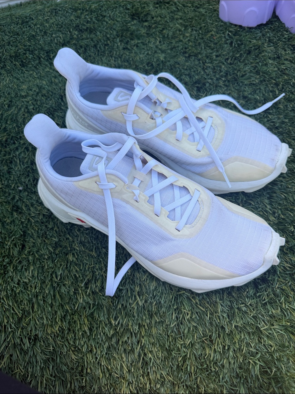 Salomon White Athletic Running Shoes